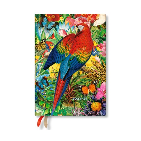 Tropical Garden (Nature Montages) Midi 12-month Vertical Hardback Dayplanner 2025 (Elastic Band Closure)